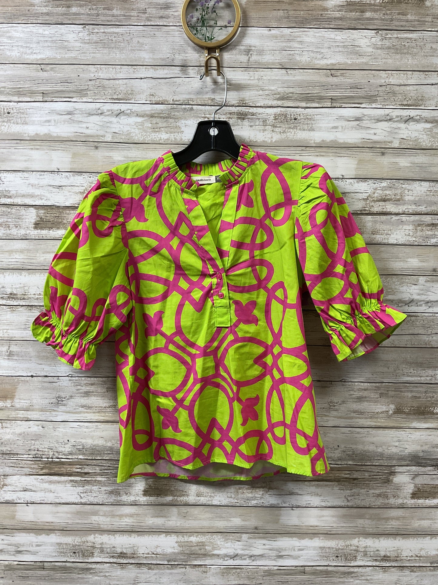 Top Ss By Cmb In Green & Pink, Size:Xs