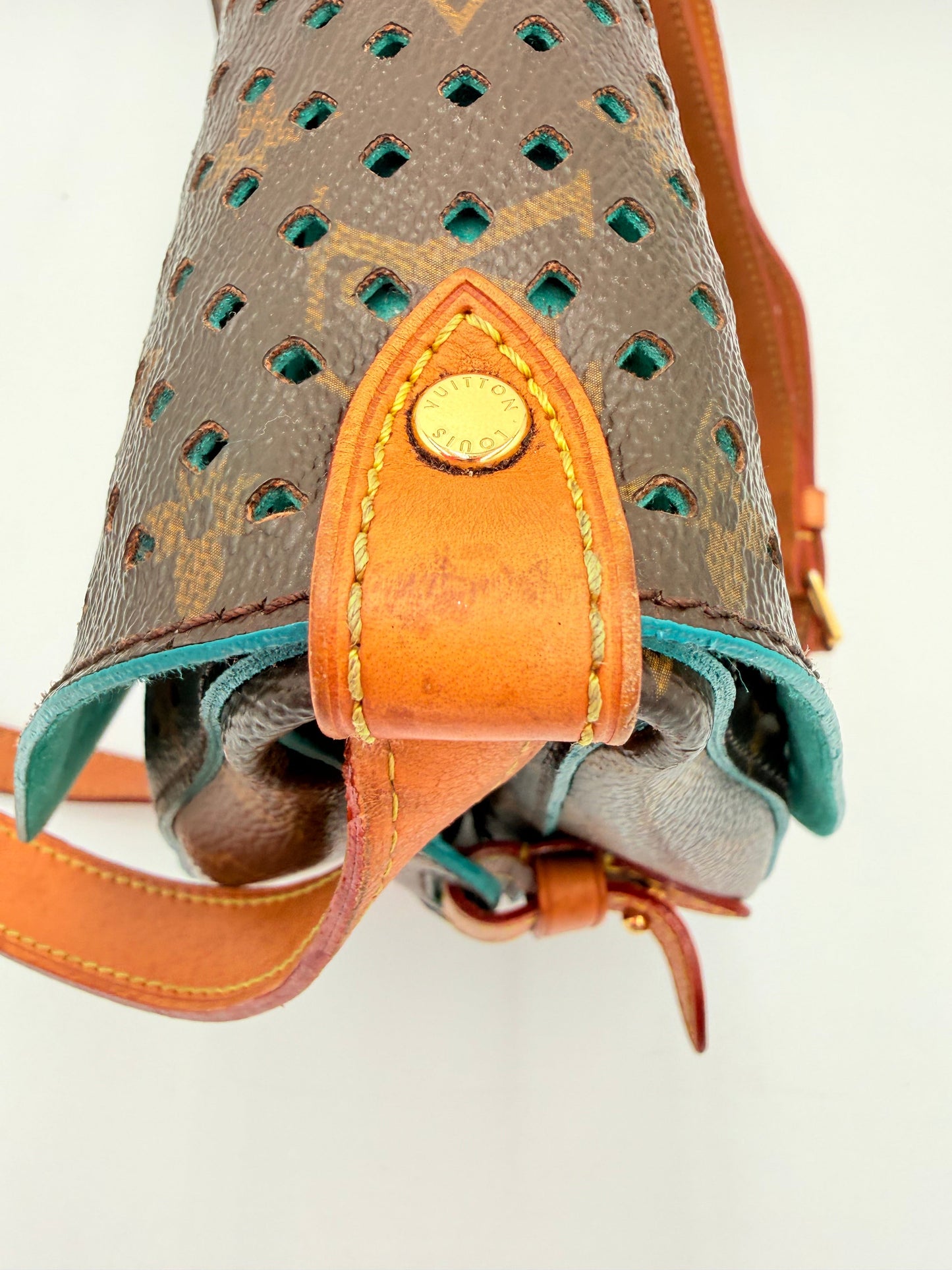 Crossbody Luxury Designer By Louis Vuitton In Blue & Brown, Size:Medium