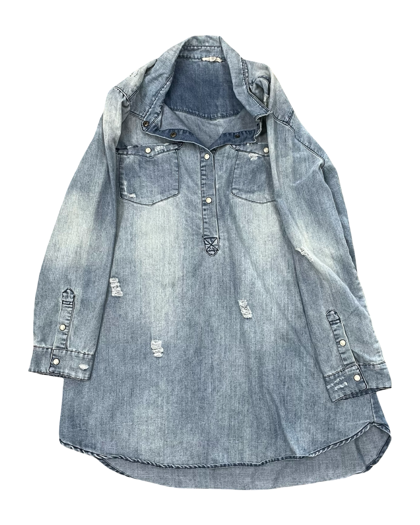 Tunic Ls By En Creme In Blue Denim, Size:S