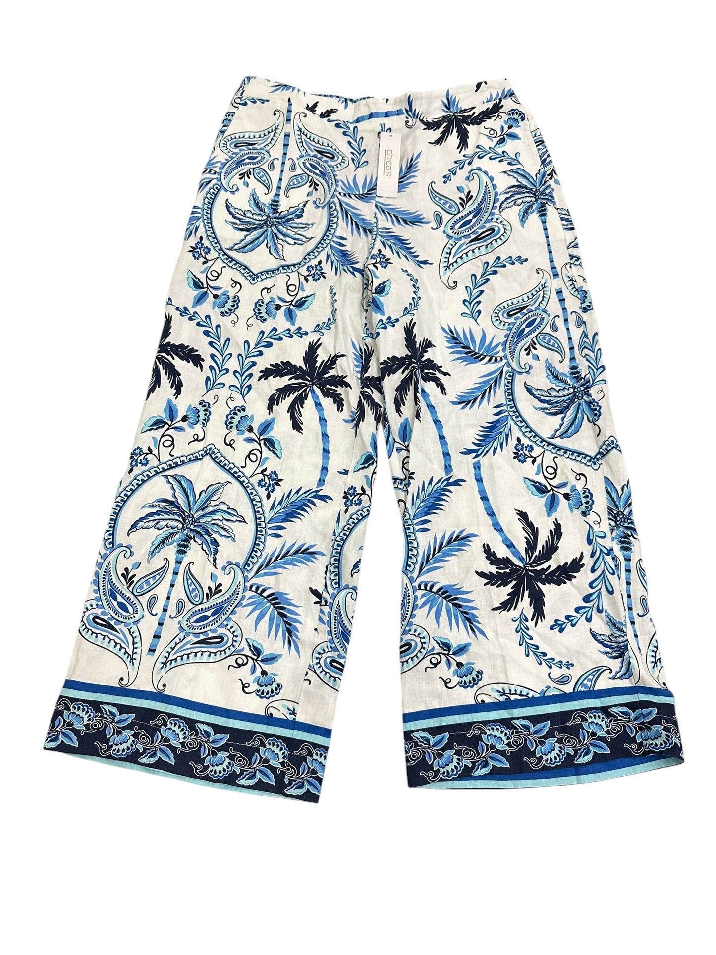 Pants Wide Leg By Chicos In Blue & White, Size:S