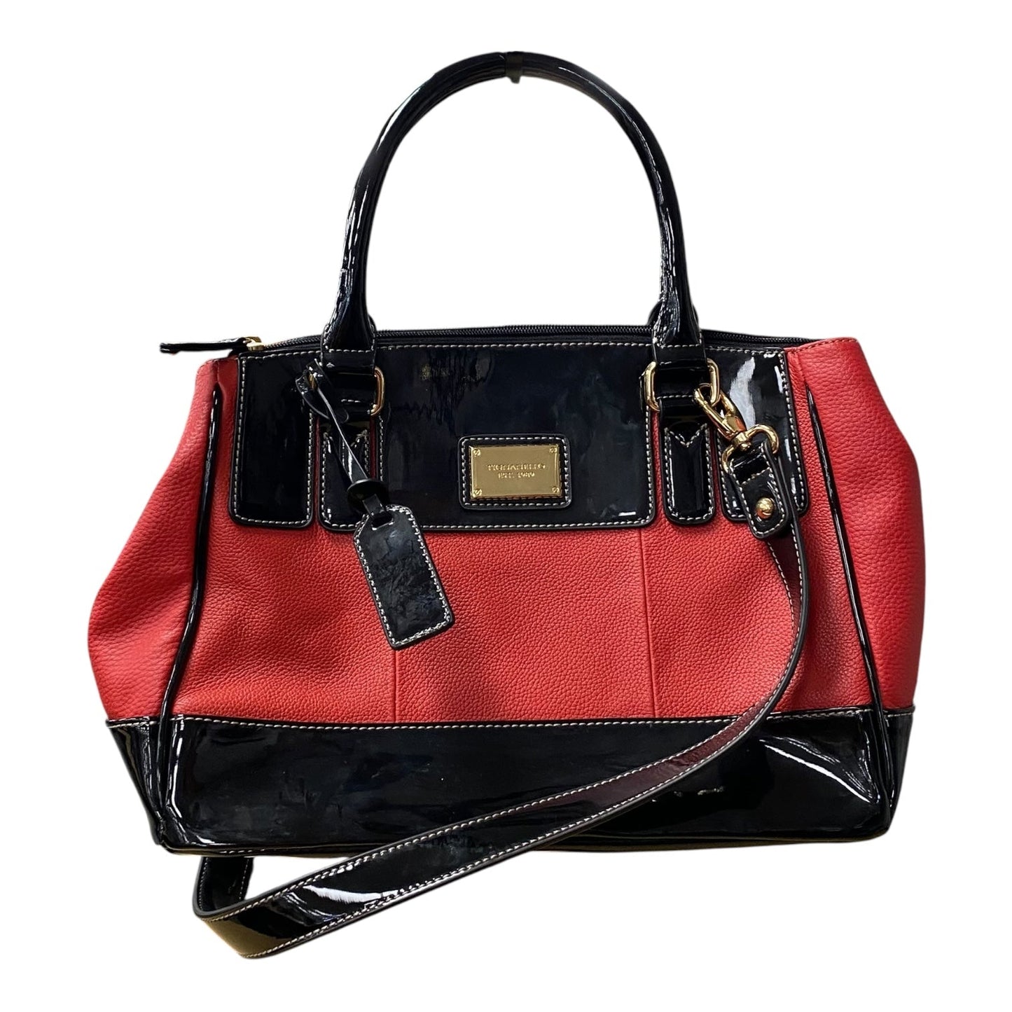 Handbag Leather By Tignanello  Purses In Black & Red, Size:Medium