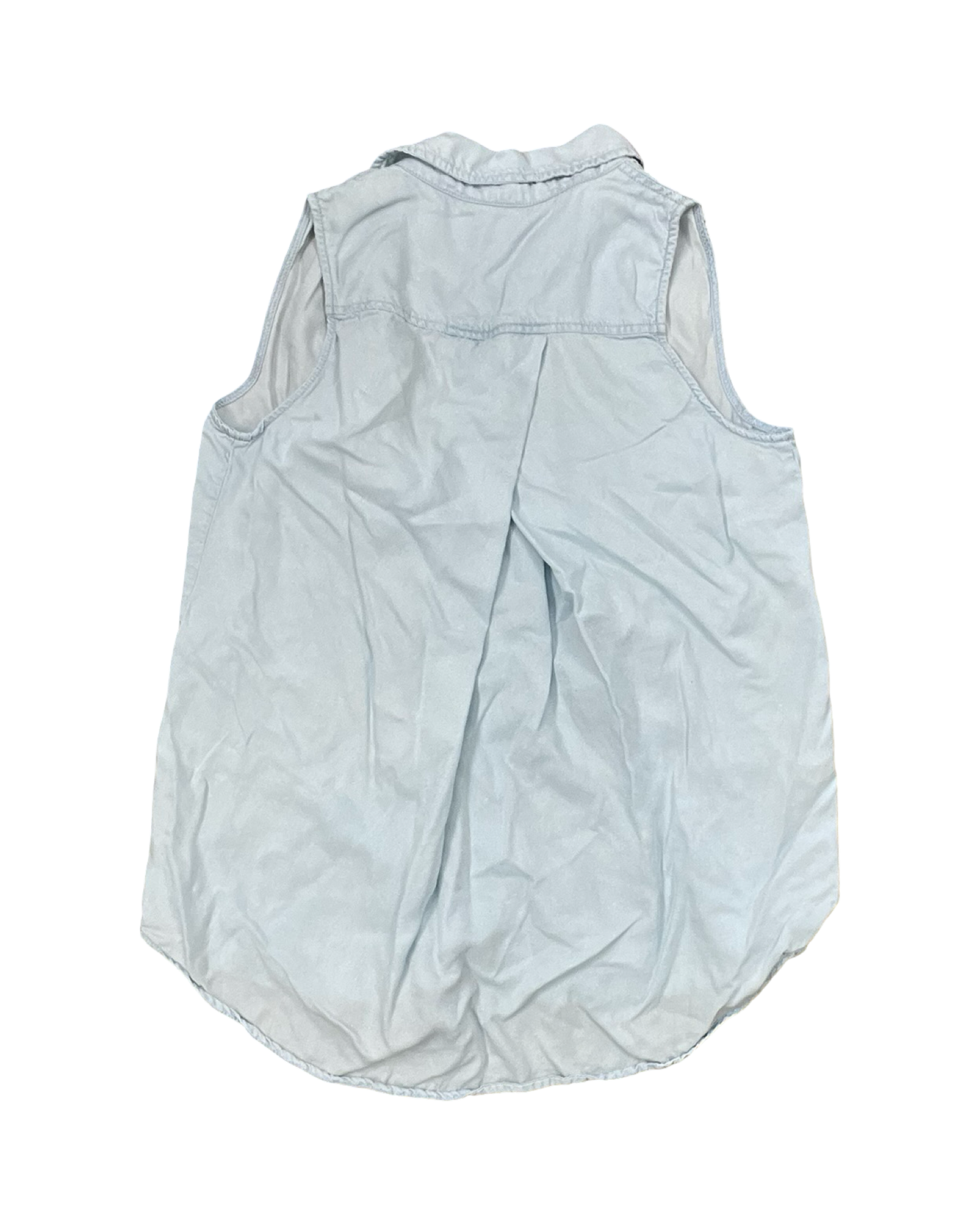 Blouse Sleeveless By Workshop In Blue Denim, Size:S