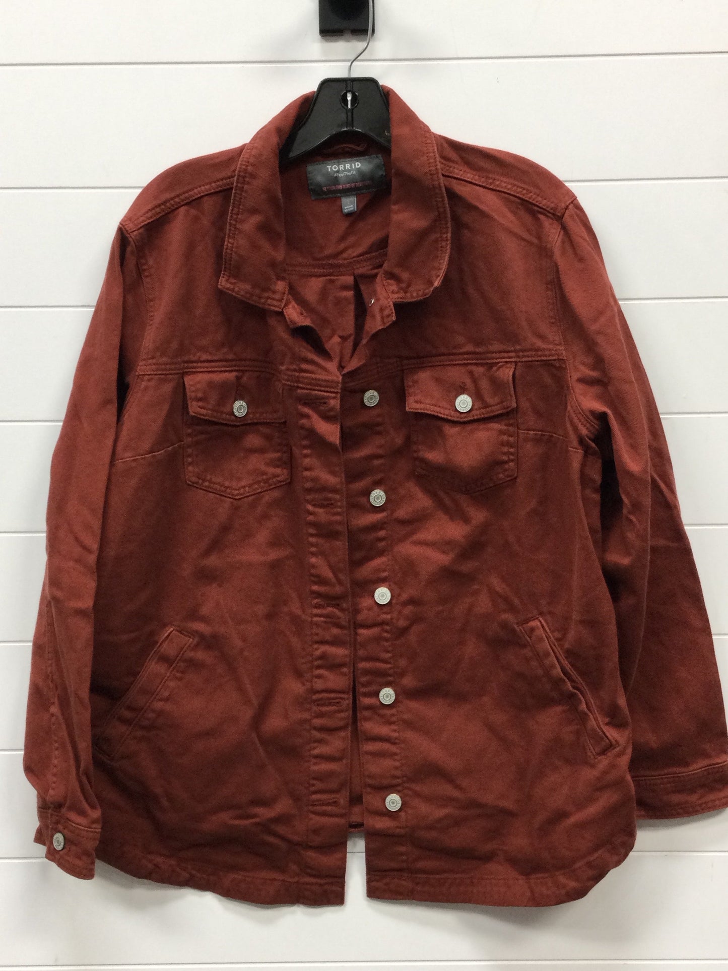 Jacket Denim By Torrid In Red Denim, Size:1X