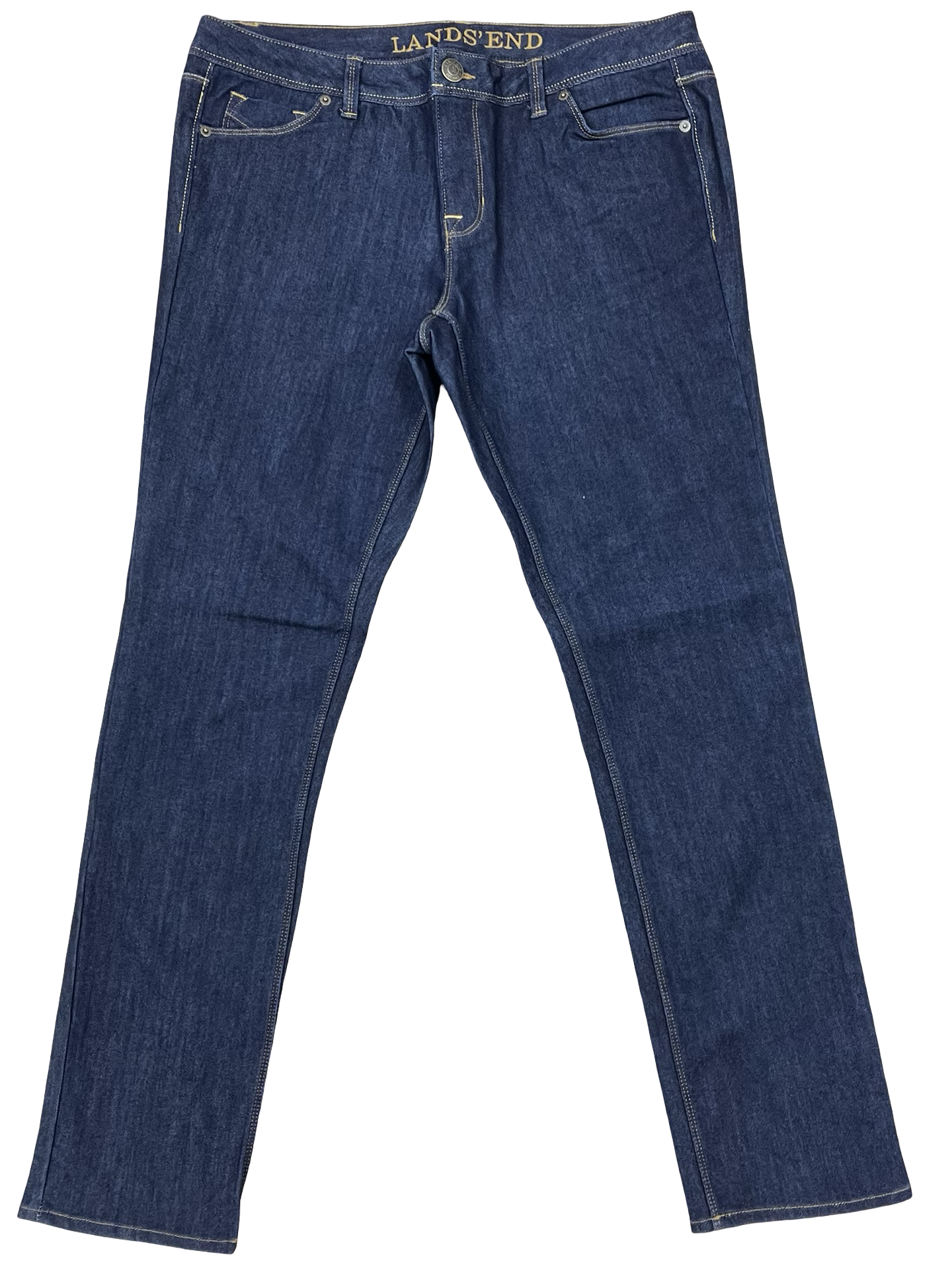 Jeans Straight By Lands End In Blue Denim, Size:12