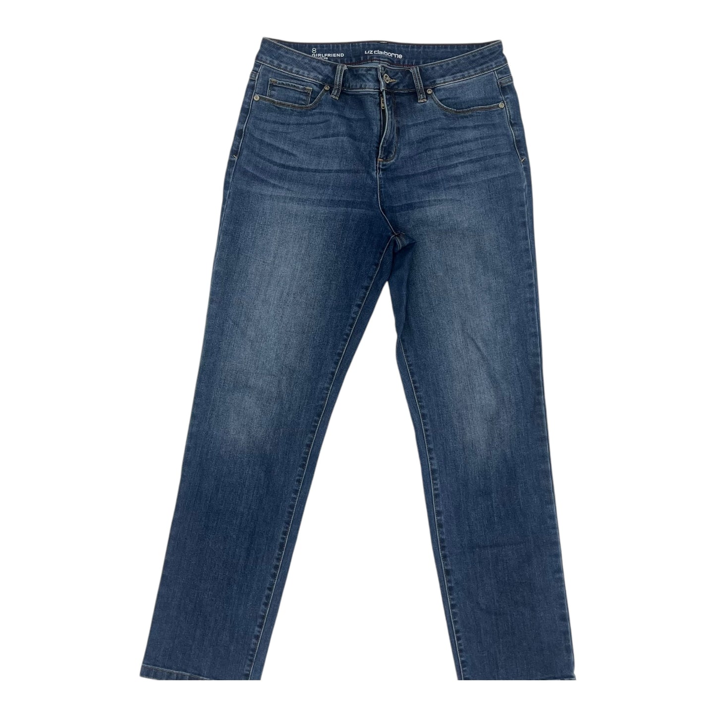 Jeans Straight By Liz Claiborne In Blue Denim, Size:8