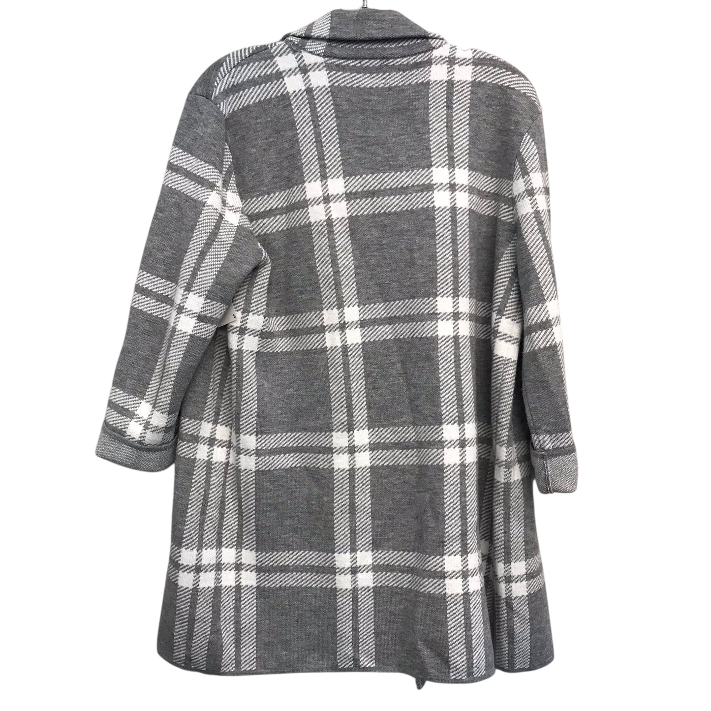 Sweater Cardigan By Anne Klein In Plaid Pattern, Size:L