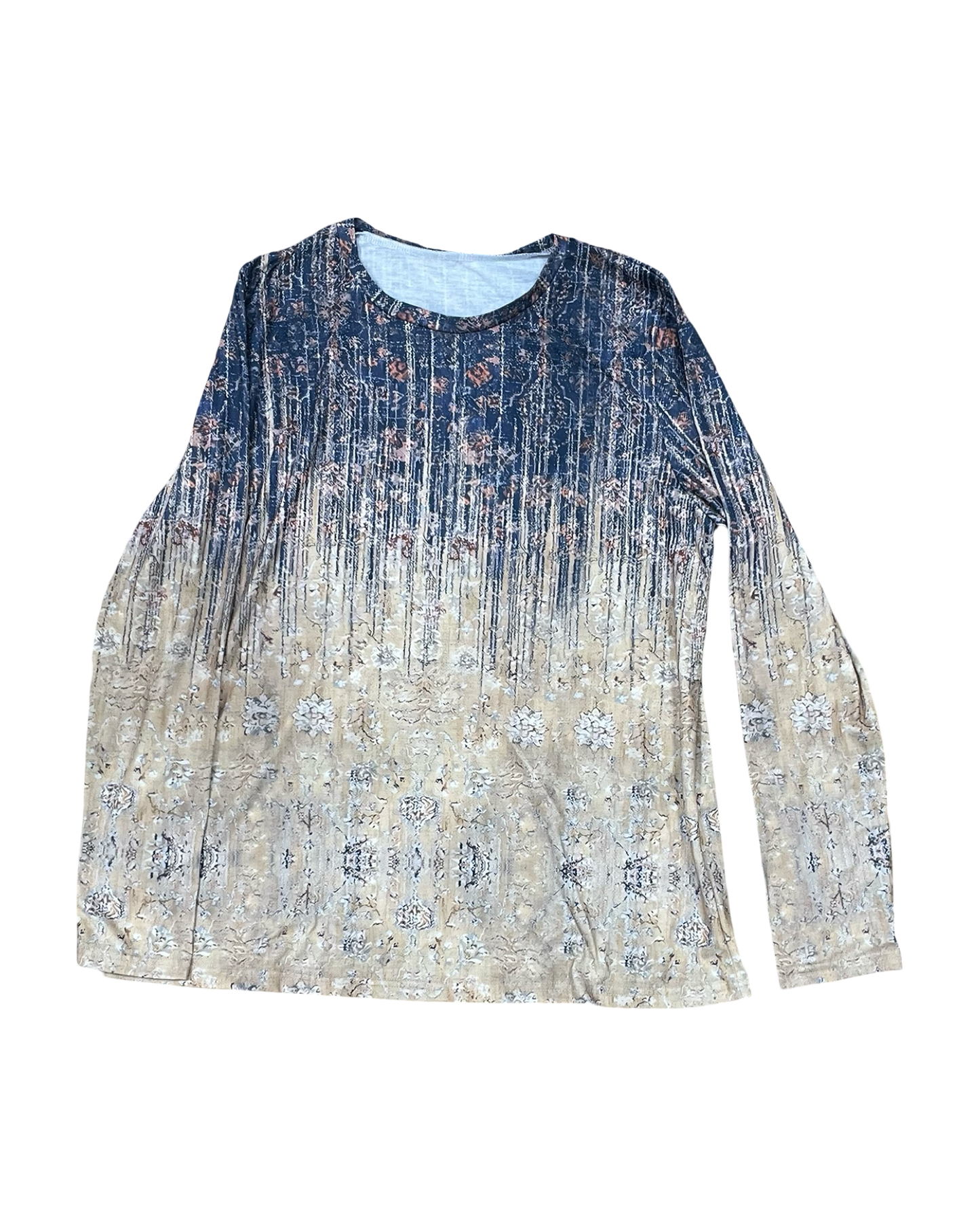 Top Ls By Clothes Mentor In Blue & Tan, Size:L