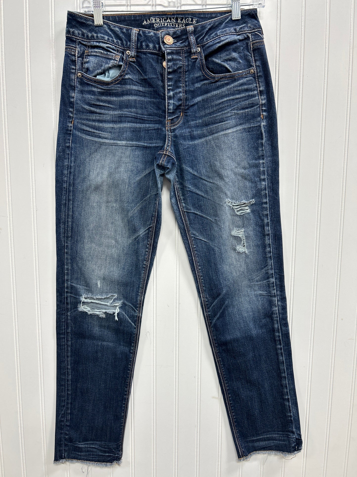 Jeans Straight By American Eagle In Blue Denim, Size:4