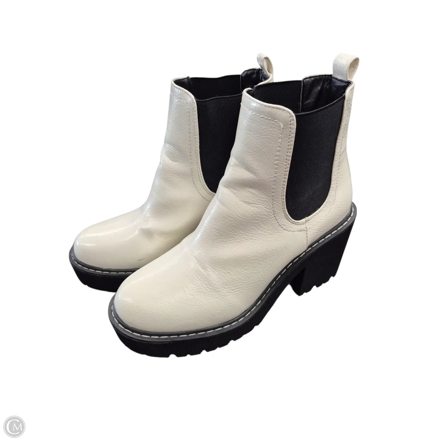 Boots Ankle Heels By Forever 21 In Black & White, Size: 10