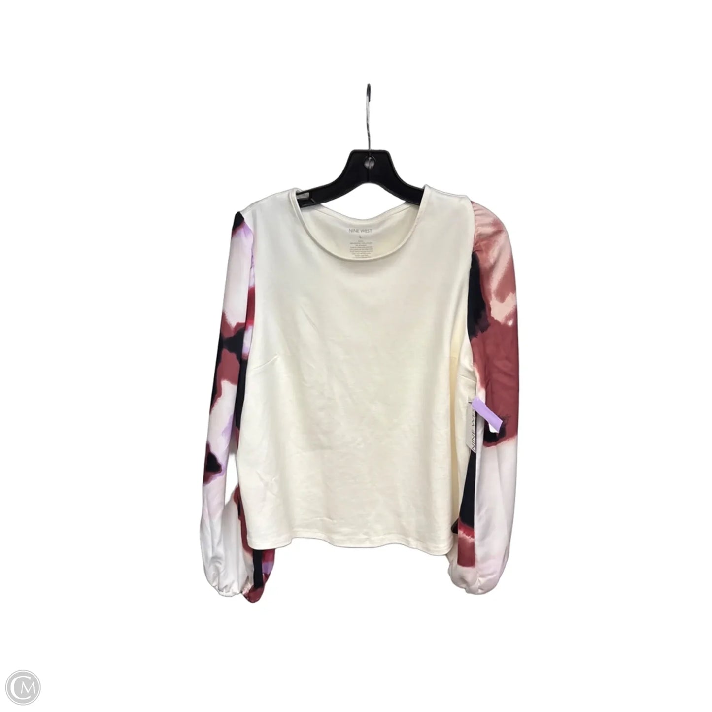 Top Long Sleeve By Nine West Apparel In Cream & Red, Size: L