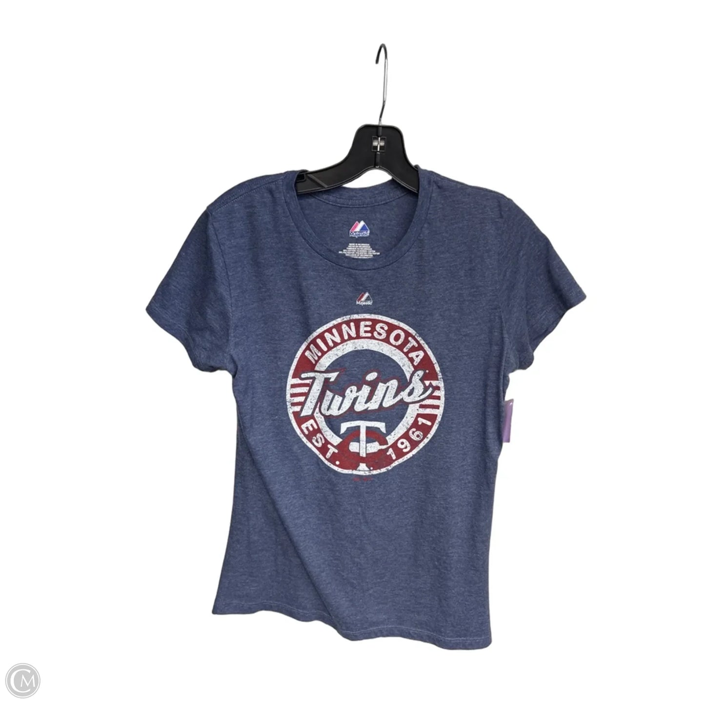 Athletic Top Short Sleeve By Majestic In Blue Red & White, Size: L