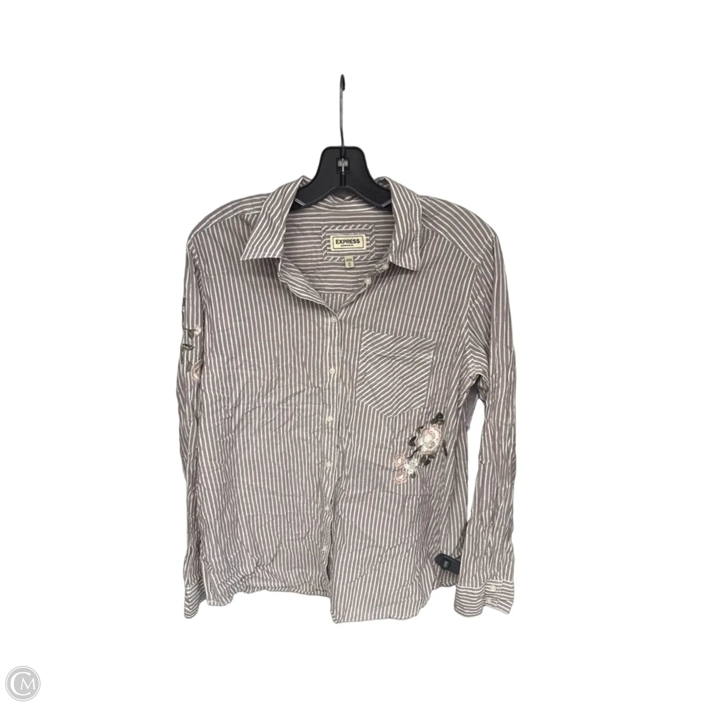 Top Long Sleeve By Express In Striped Pattern, Size: M