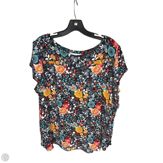 Top Short Sleeve By Loft In Floral Print, Size: Xxl
