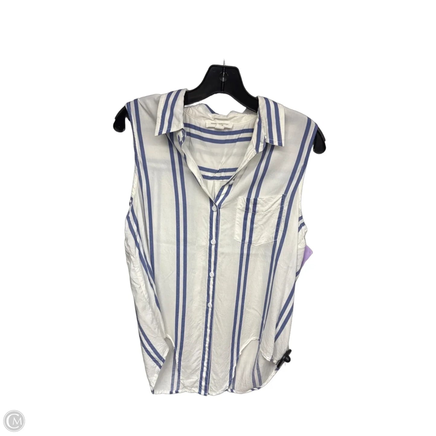 Top Sleeveless By Beachlunchlounge In Blue & White, Size: M