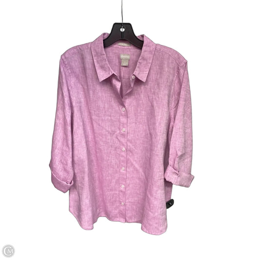 Top 3/4 Sleeve By Chicos In Pink, Size: Xl