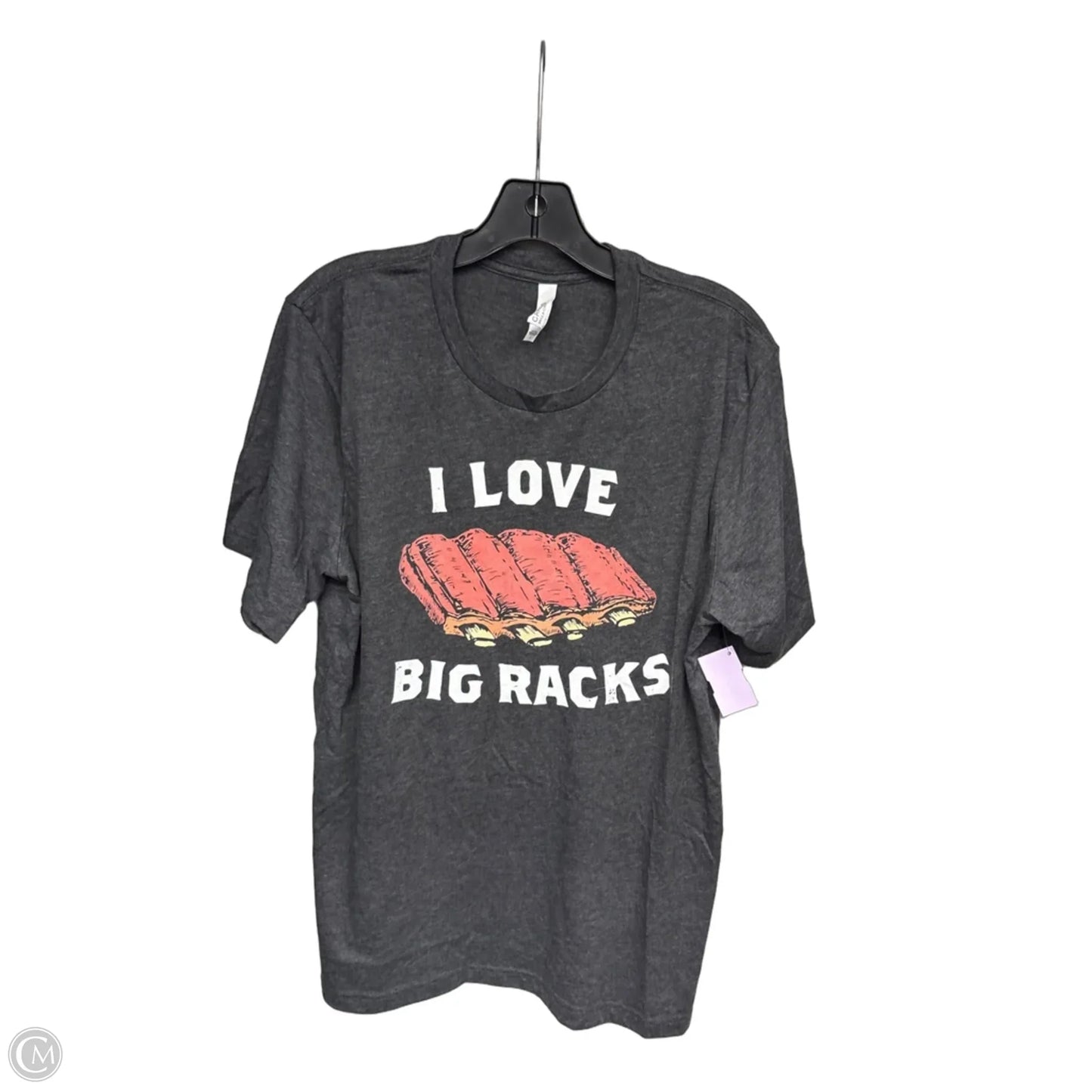 Top Short Sleeve By Canvas In Grey & Red, Size: L