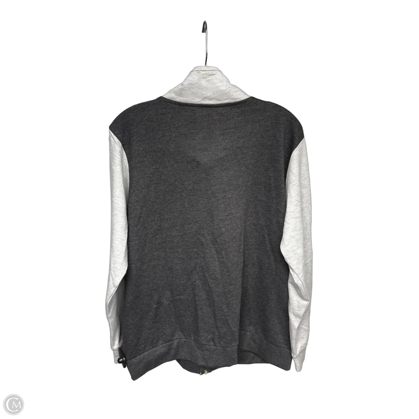 Athletic Jacket By Clothes Mentor In Grey & White, Size: L