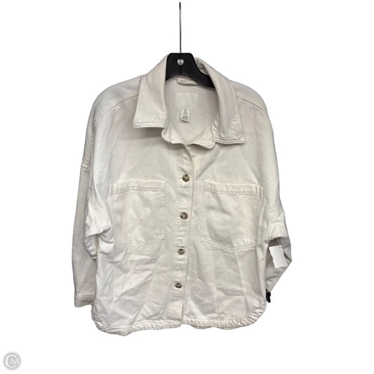 Jacket Denim By H&m In White Denim, Size: M