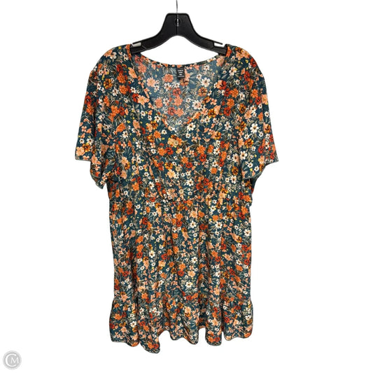 Dress Casual Short By Shein In Green & Orange, Size: 3x
