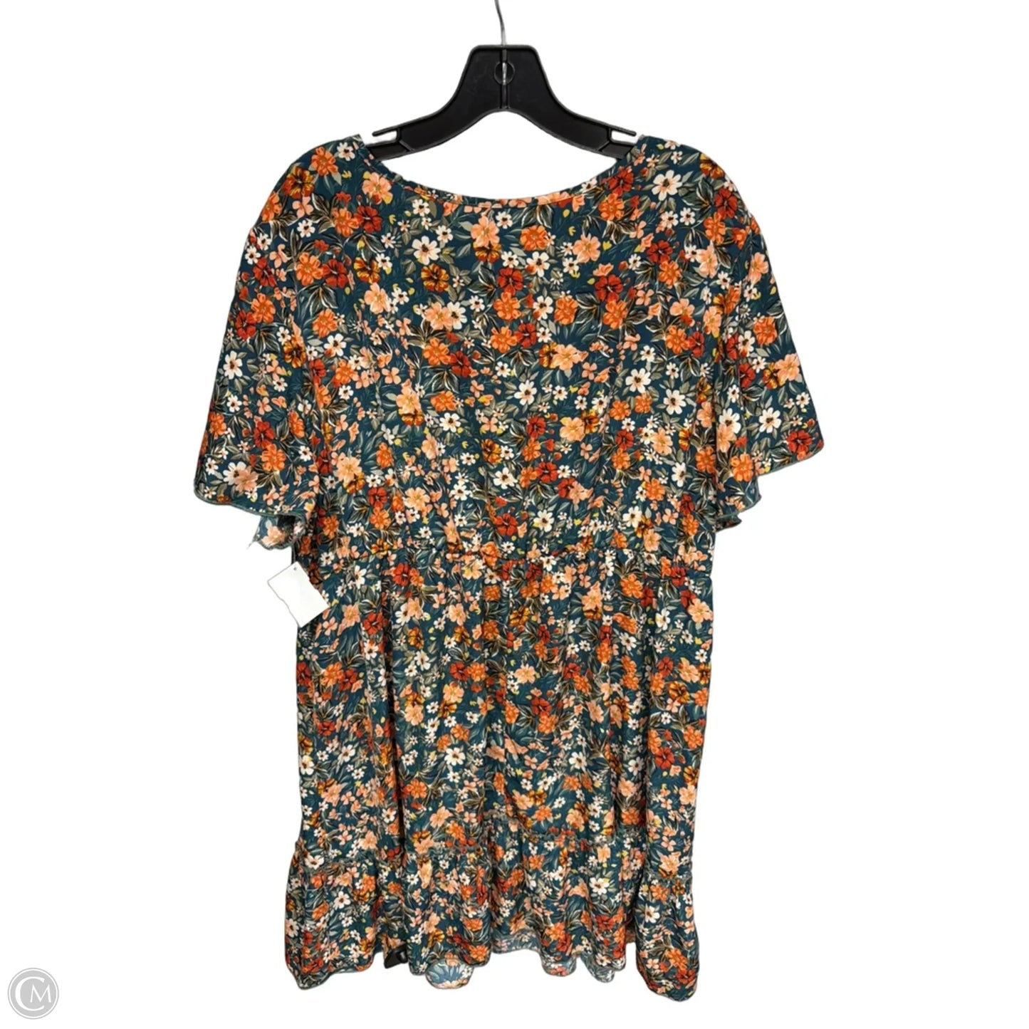 Dress Casual Short By Shein In Green & Orange, Size: 3x