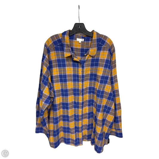 Top Long Sleeve By Judy Blue In Blue & Orange, Size: 3x