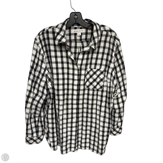 Top Long Sleeve By Ava & Viv In Black & White, Size: 2x