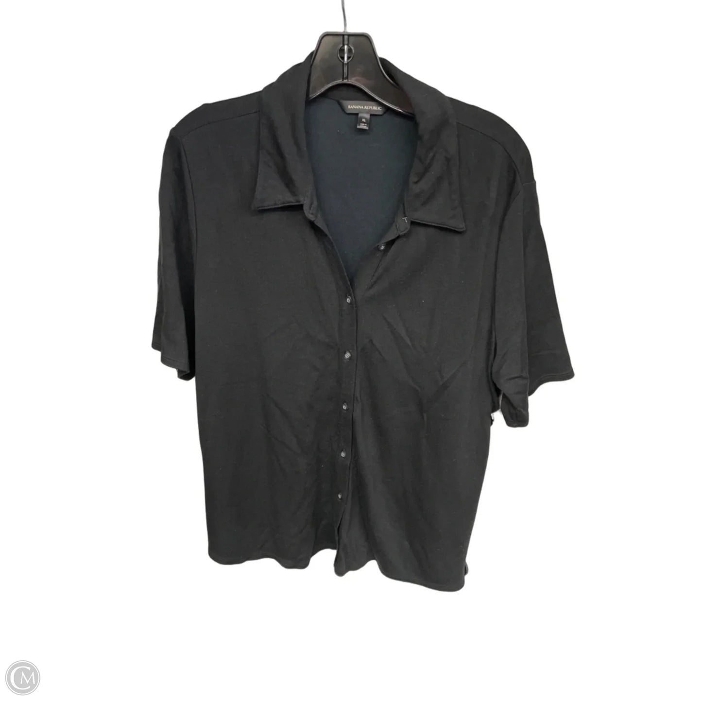 Top Short Sleeve By Banana Republic In Black, Size: Xl