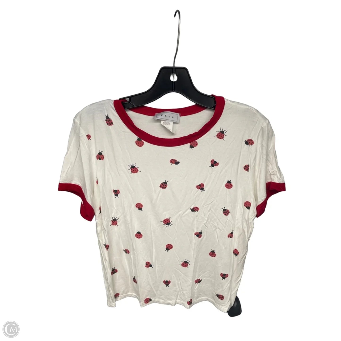 Top Short Sleeve By Gaze In Red & White, Size: L