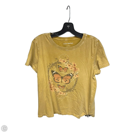 Top Short Sleeve By Lucky Brand In Yellow, Size: L