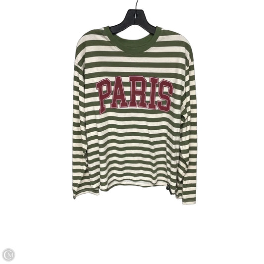 Top Long Sleeve By Anthropologie In Green & White, Size: L