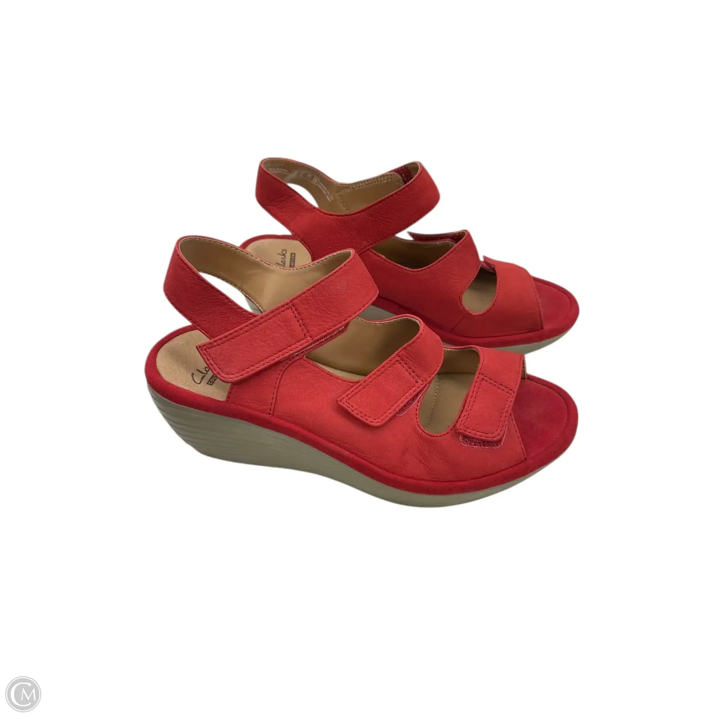 Sandals Heels Wedge By Clarks In Red, Size: 7