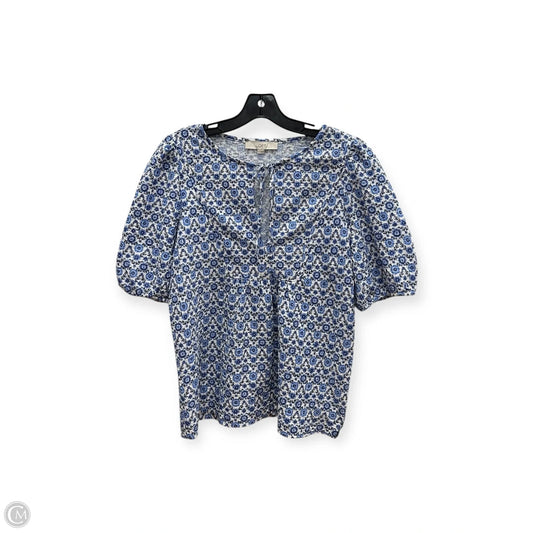 Top Short Sleeve By Loft In Blue & White, Size: S