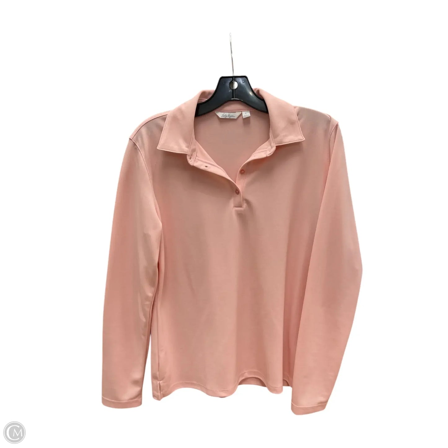 Athletic Top Long Sleeve Collar By Lady Hagen In Pink, Size: L