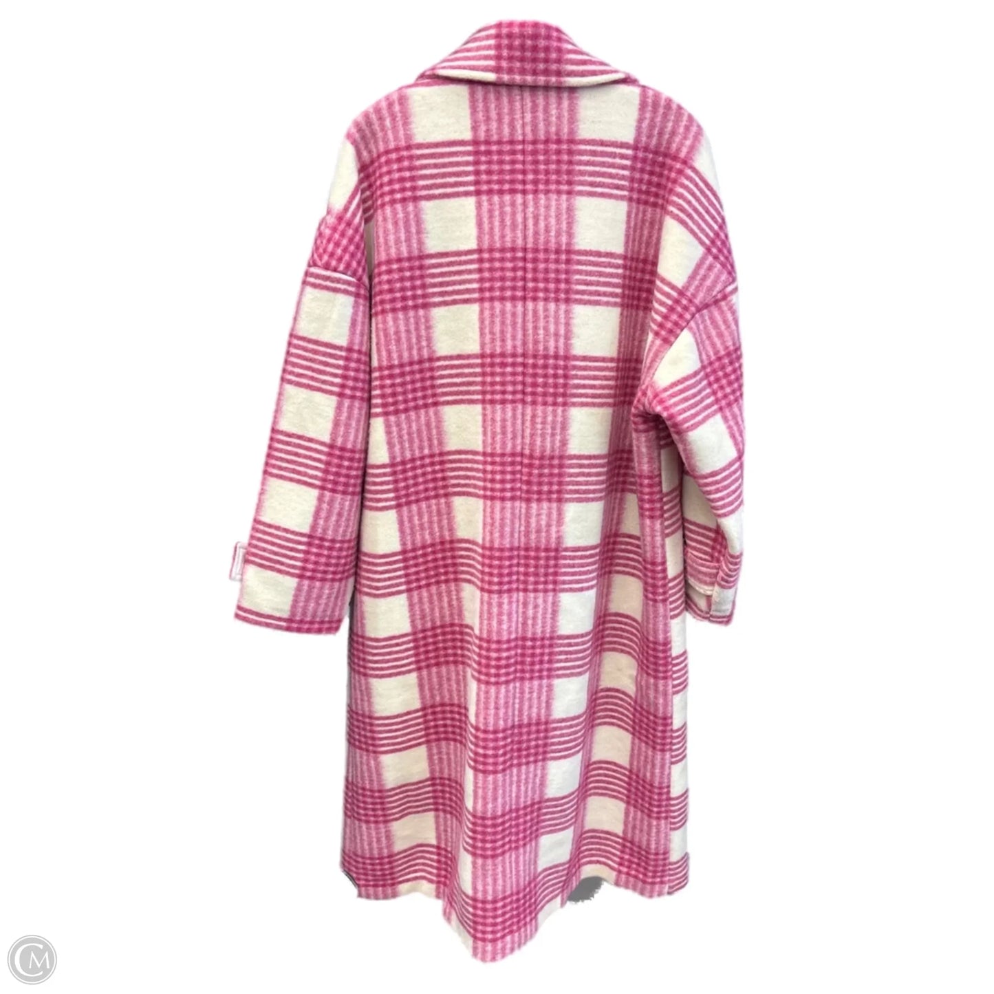 Coat Peacoat By Boohoo Boutique In Pink & White, Size: S