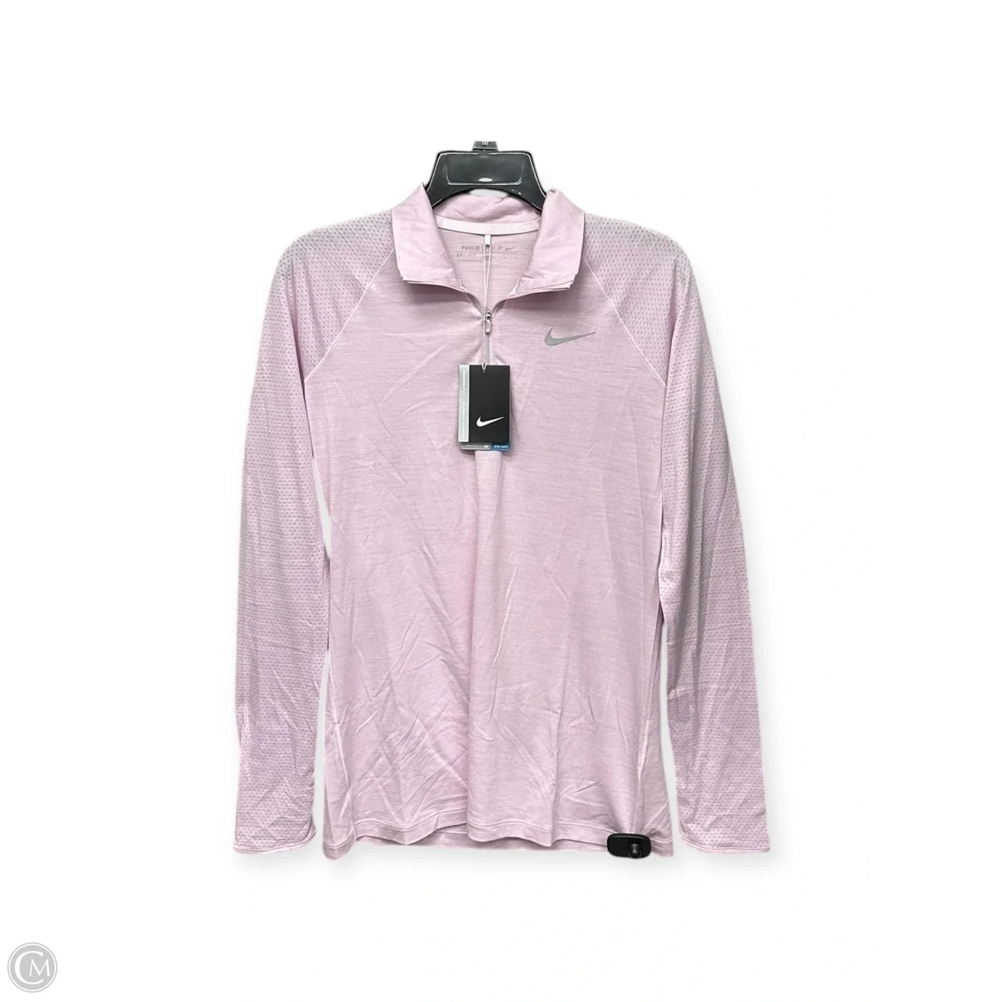 Athletic Top Long Sleeve Collar By Nike Apparel In Pink, Size: M