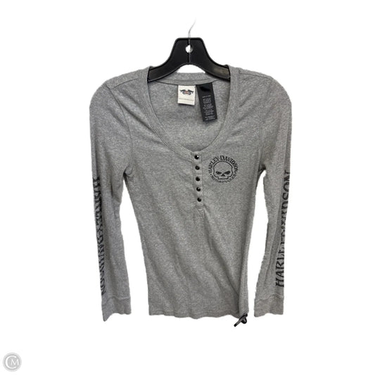 Top Long Sleeve By Harley Davidson In Grey, Size: S
