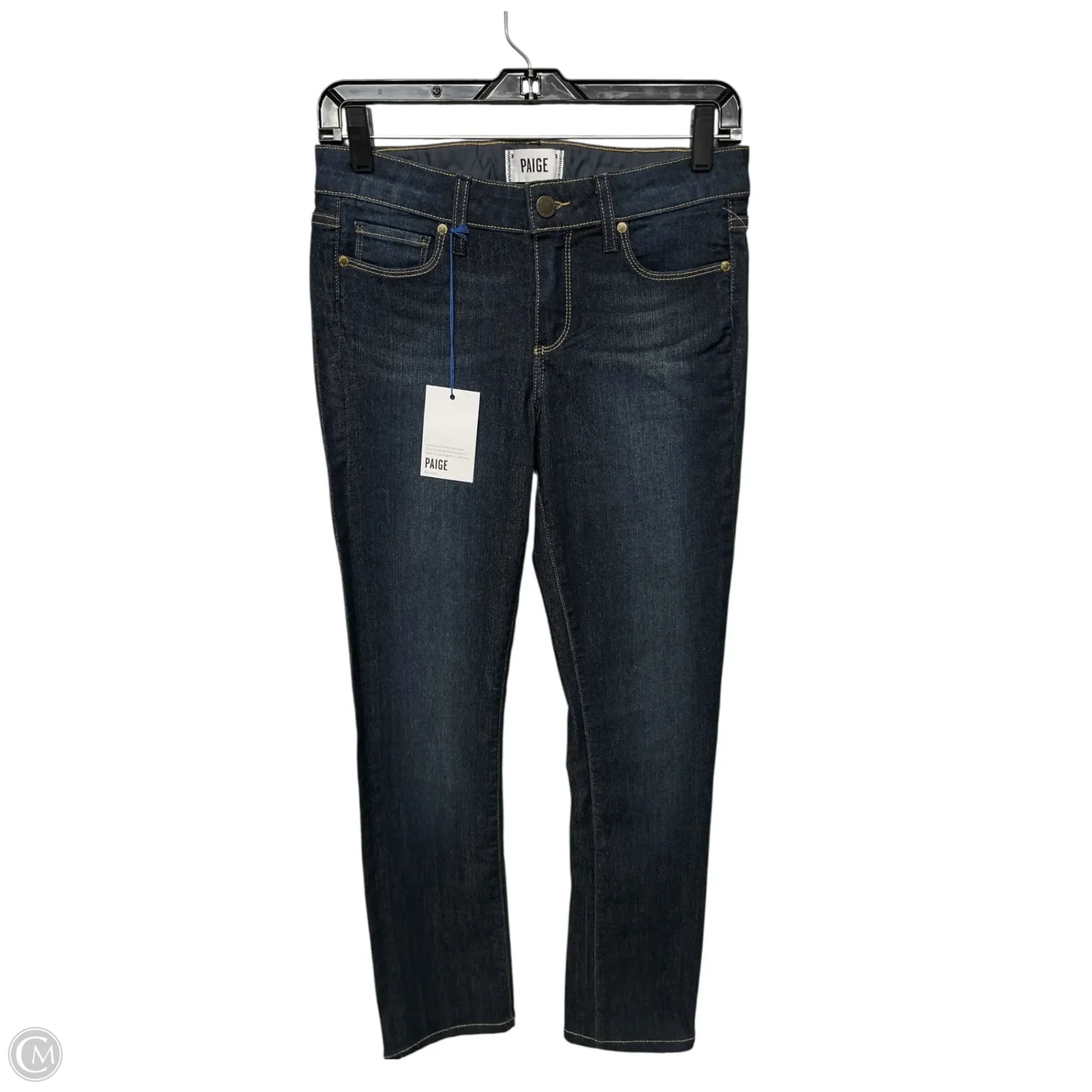 Jeans Straight By Paige In Blue Denim, Size: 28