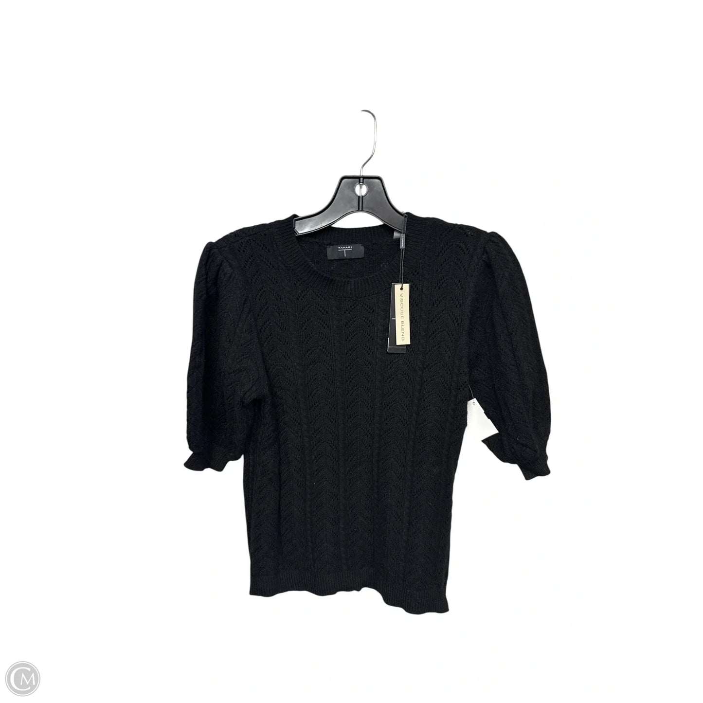 Top Short Sleeve By Tahari By Arthur Levine In Black, Size: Sp