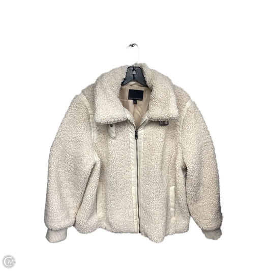 Jacket Faux Fur & Sherpa By Banana Republic In Cream, Size: 1x