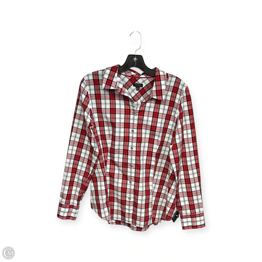Top Long Sleeve By White House Black Market In Red & White, Size: 12