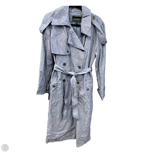 Coat Trench Coat By Banana Republic In Blue, Size: L
