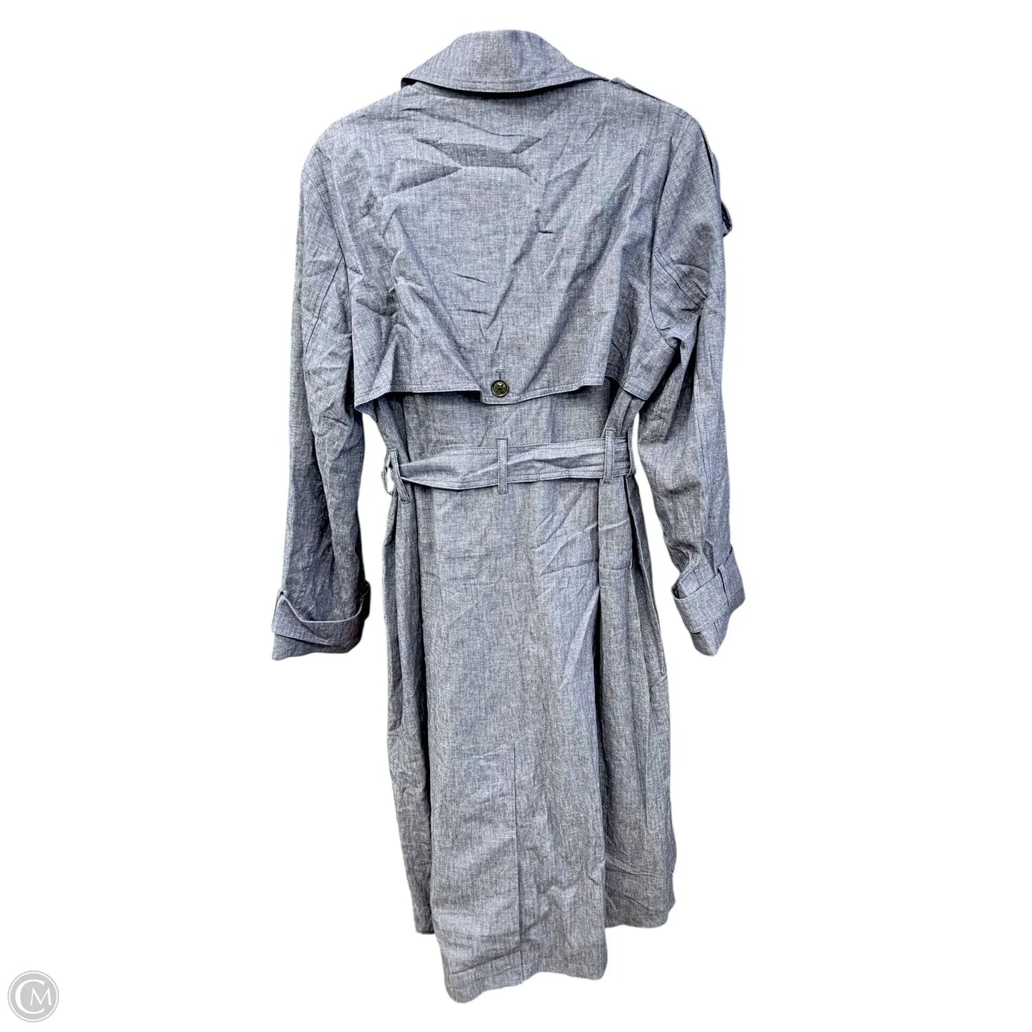 Coat Trench Coat By Banana Republic In Blue, Size: L