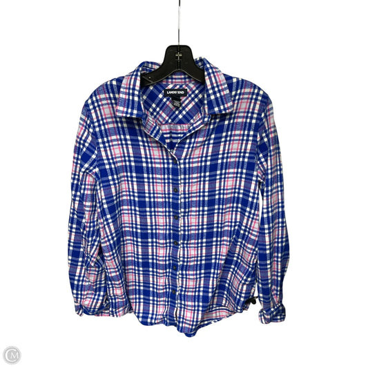 Top Long Sleeve By Lands End In Blue & Pink, Size: M