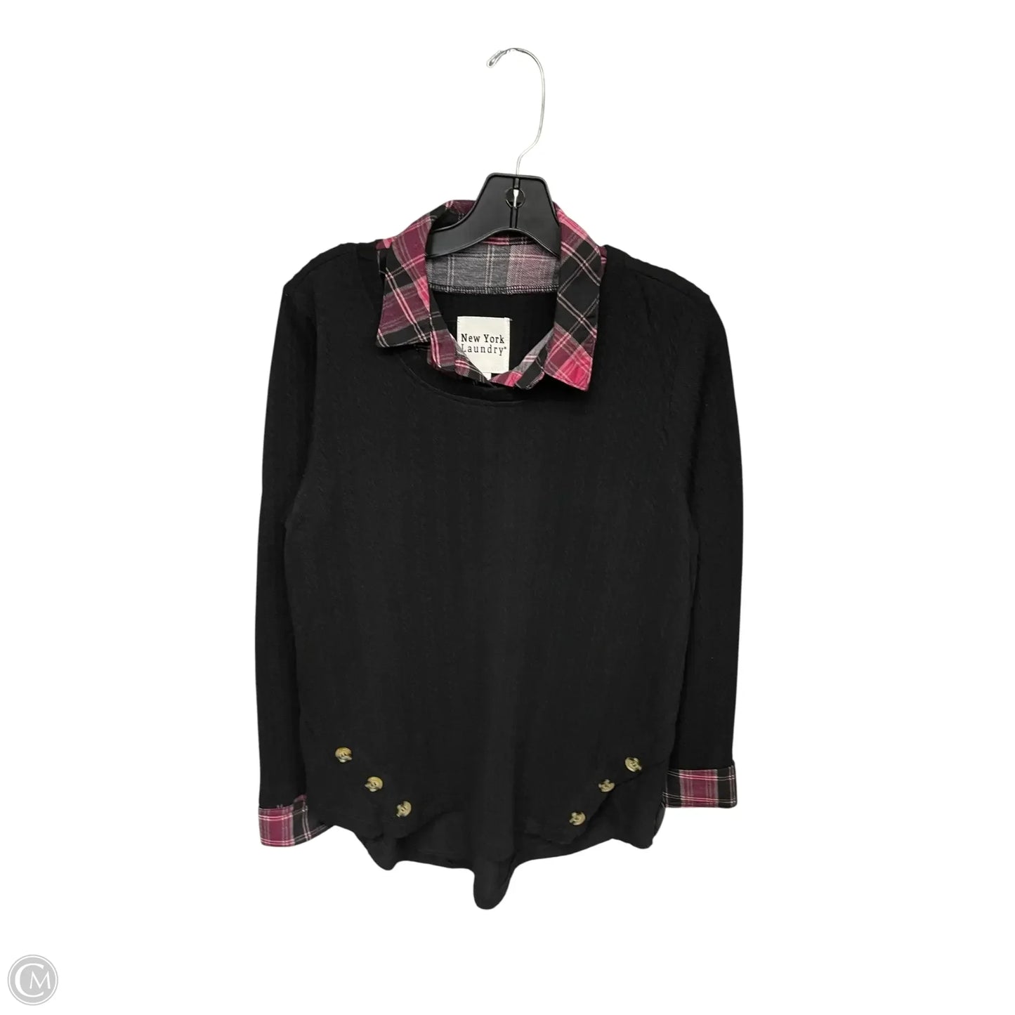 Sweater By New York Laundry In Black & Pink, Size: L