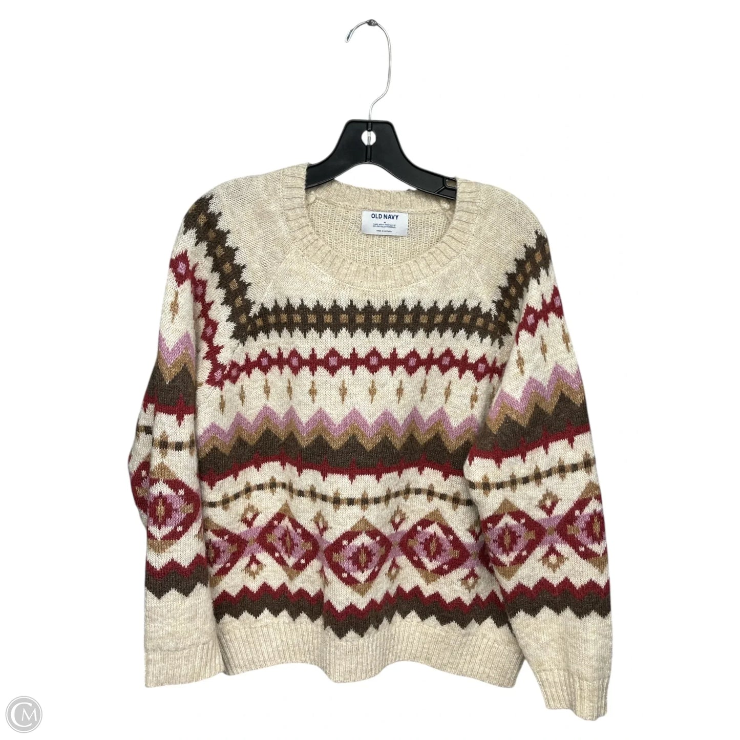 Sweater By Old Navy In Cream & Purple, Size: M