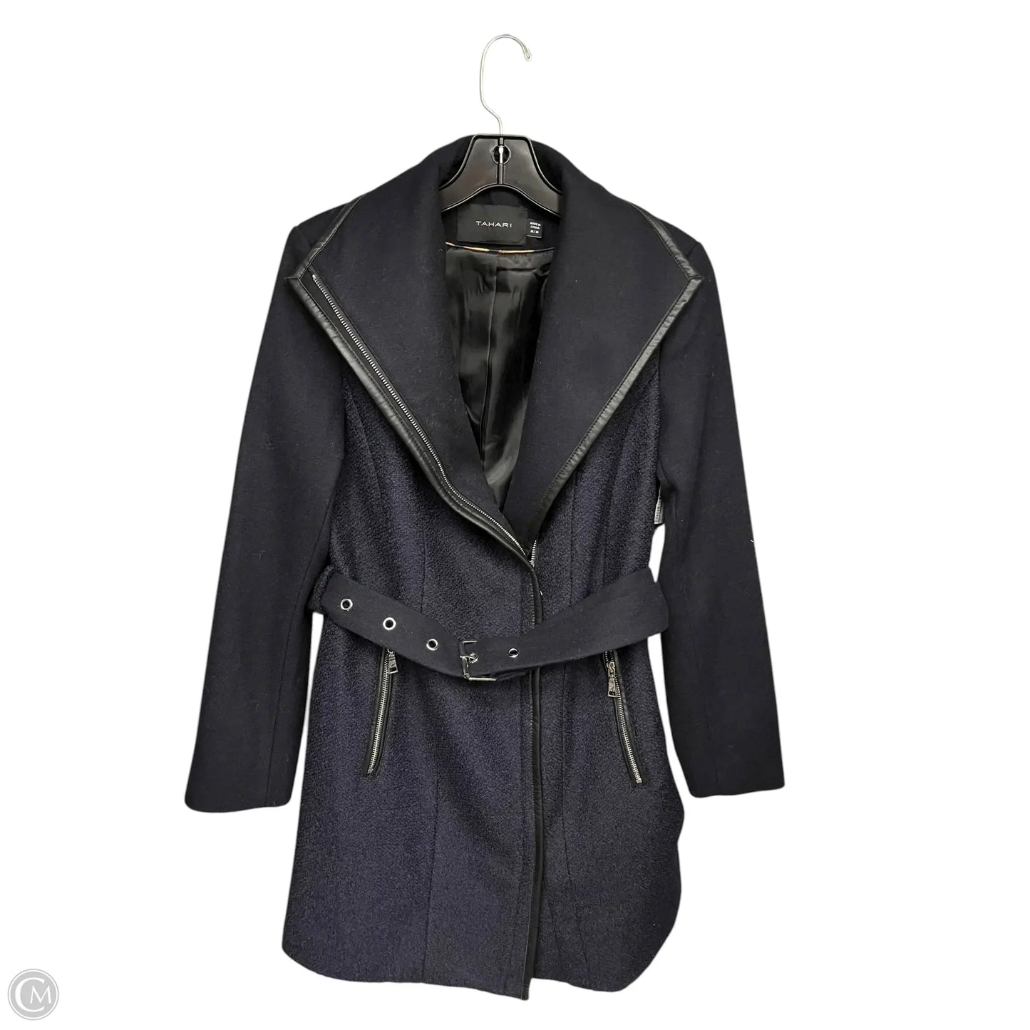 Coat Peacoat By Tahari In Navy, Size: M