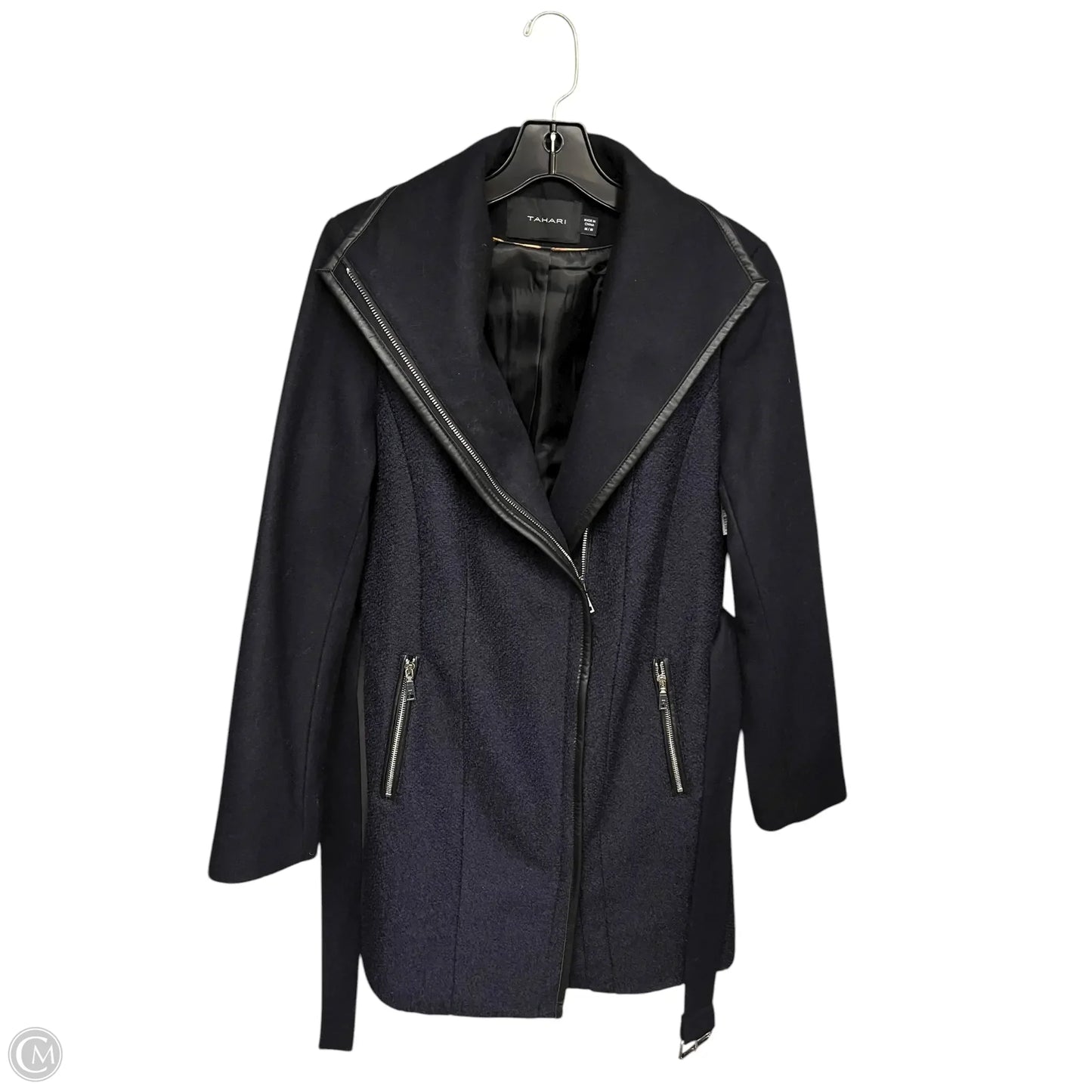 Coat Peacoat By Tahari In Navy, Size: M