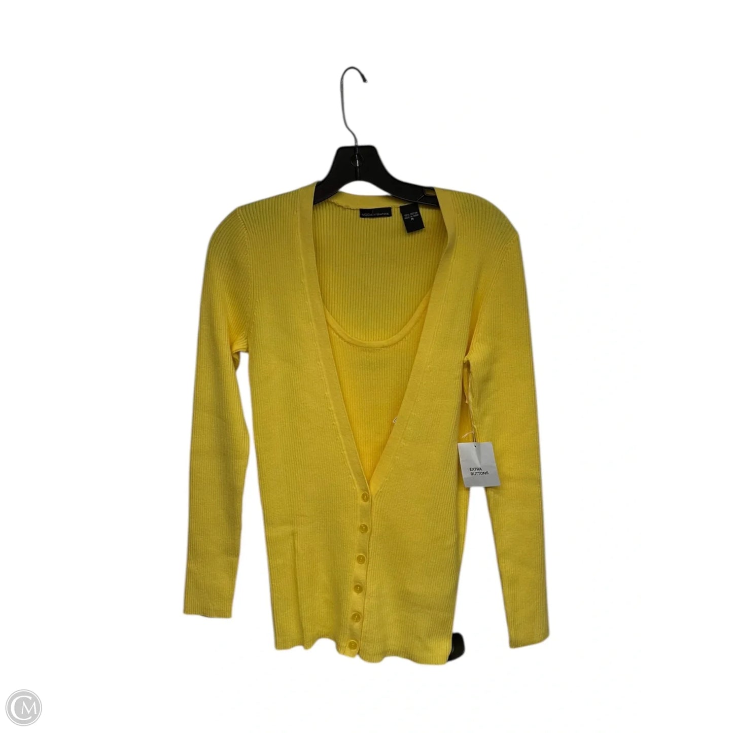 Top 2pc Long Sleeve By Moda Intl In Yellow, Size: M