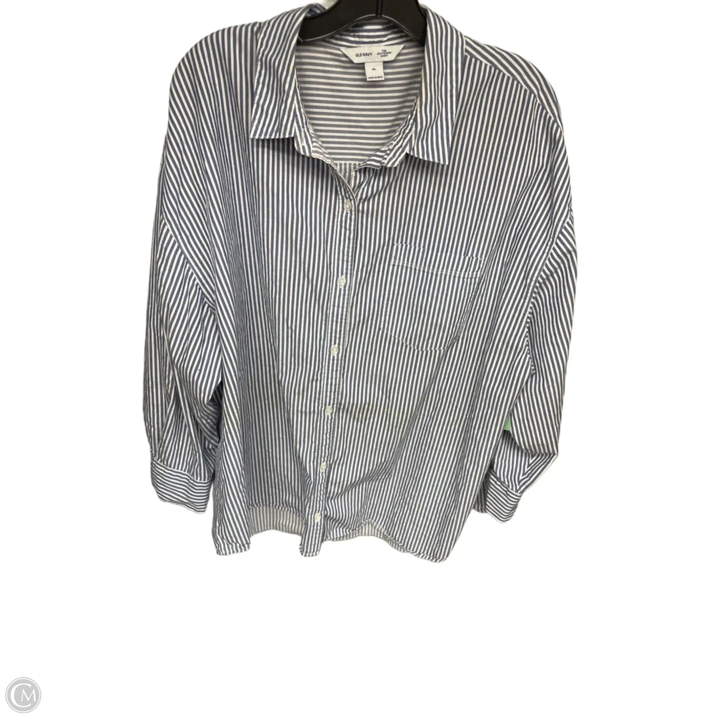 Top Long Sleeve By Old Navy In Blue & White, Size: Xl