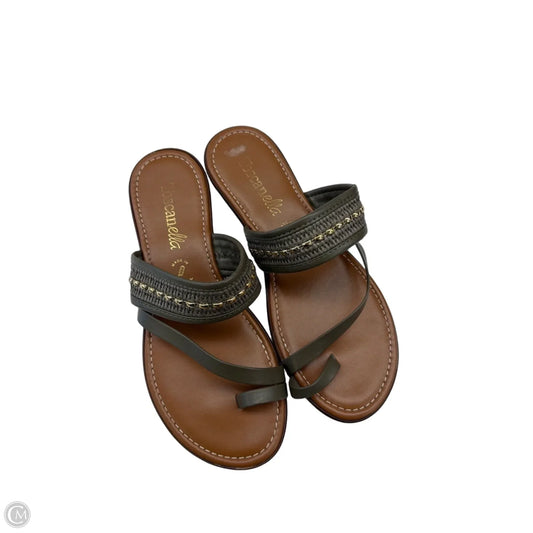 Sandals Flip Flops By Toscanella In Brown & Green, Size: 10